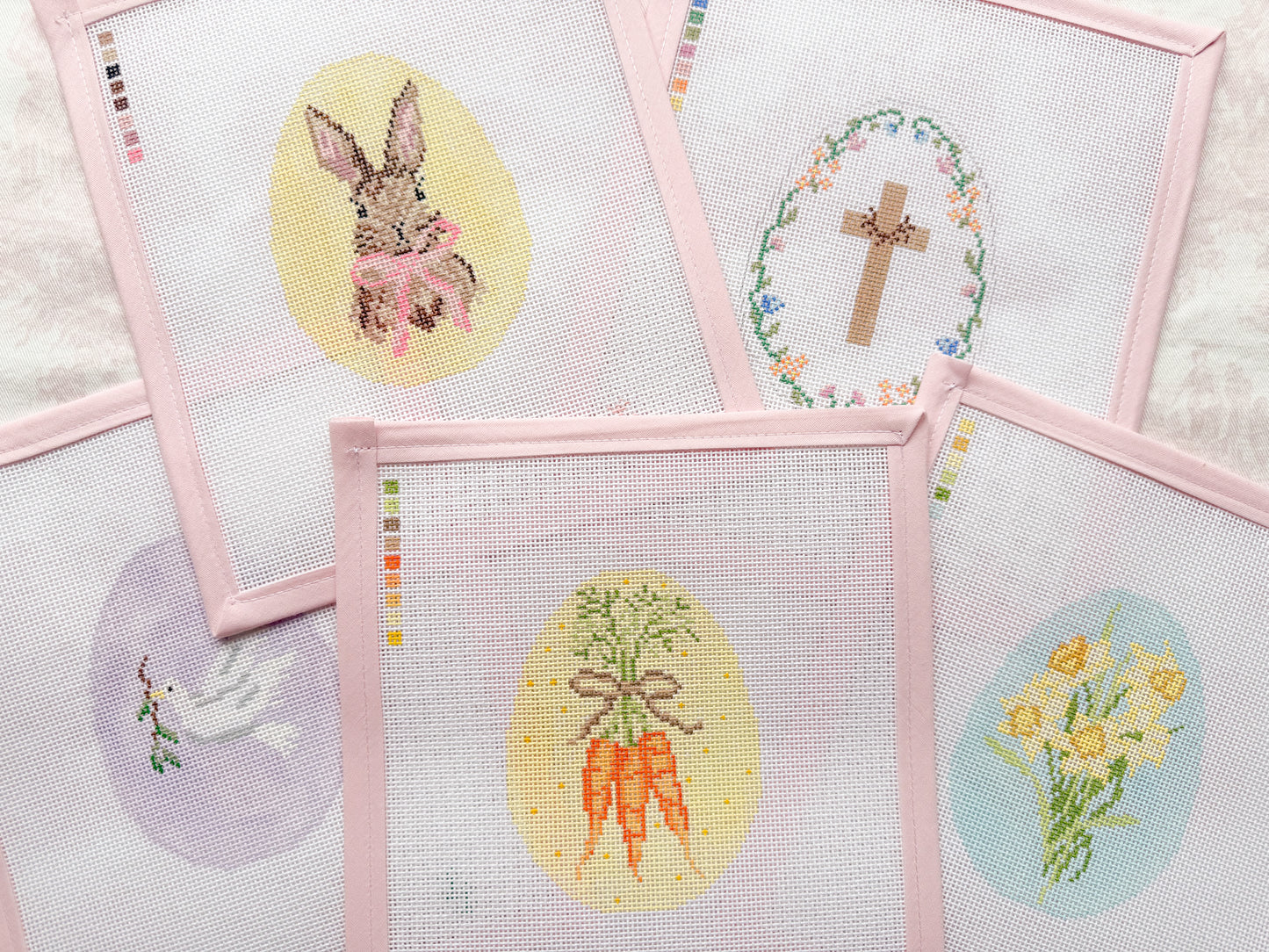 Bunny with Pink Bow Easter Egg Canvas