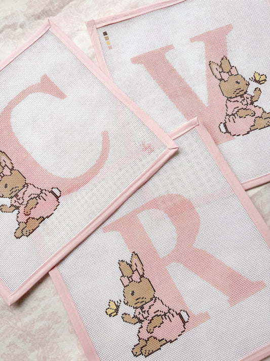 Monogram Girl Bunny Canvas