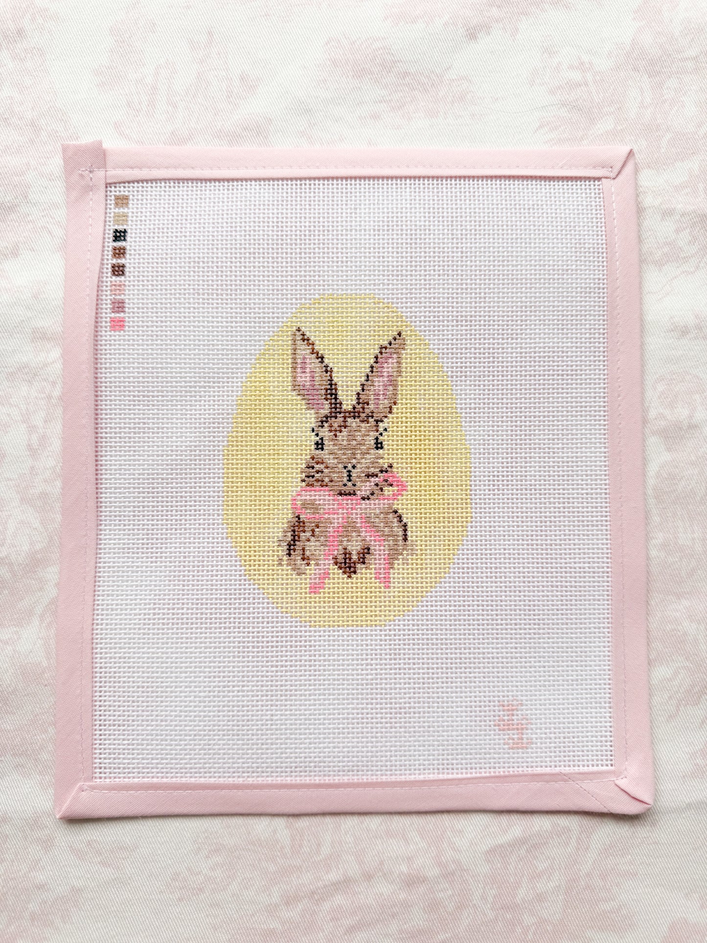 Bunny with Pink Bow Easter Egg Canvas